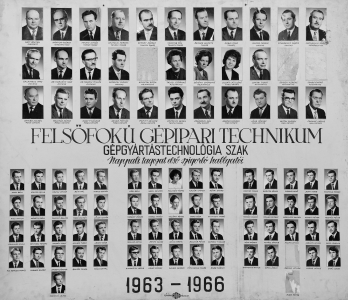 FELSFOK GPIPARI TECHNIKUM GPGYRTSTECHNOLGIA SZAK NAPPALI TAGOZAT ELS SZIGORL HALLGATI 1963-1966