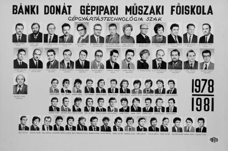 BNKI DONT GPIPARI MSZAKI FISKOLA GPGYRTSTECHNOLGIA SZAK 1978-1981